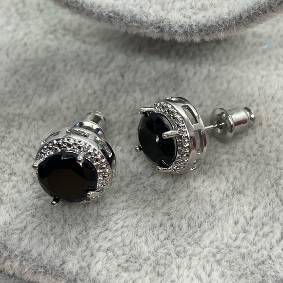 Jewelry - Gold Plated Black Crystal Stud Earrings